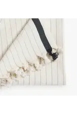 Pokoloko Kaya Turkish Cotton Towel by Pokoloko | Black and Taupe Stripe | Soft, Durable, Versatile