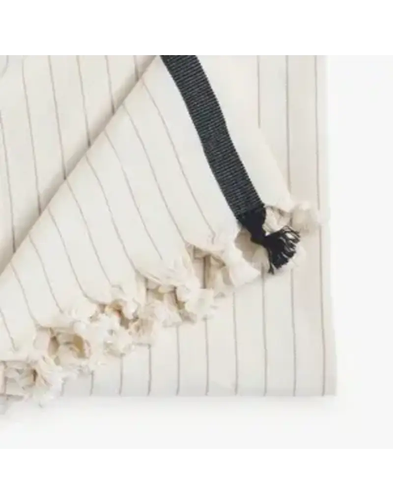 Pokoloko Kaya Turkish Cotton Towel by Pokoloko | Black and Taupe Stripe | Soft, Durable, Versatile