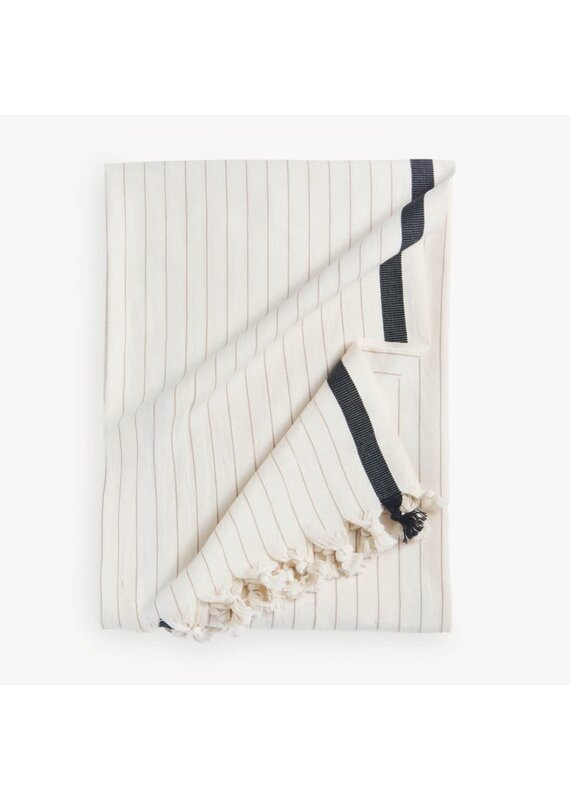 Pokoloko Kaya Turkish Cotton Towel by Pokoloko | Black and Taupe Stripe | Soft, Durable, Versatile