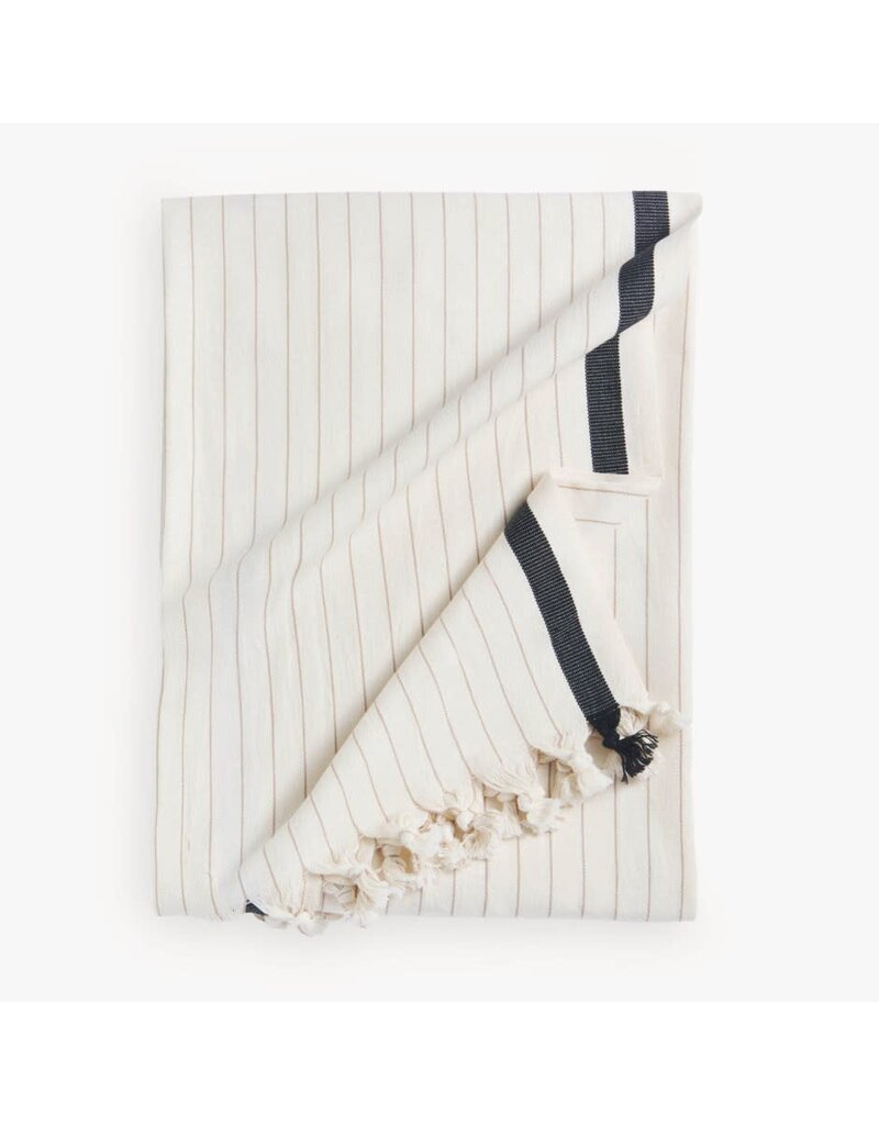 Pokoloko Kaya Turkish Cotton Towel by Pokoloko | Black and Taupe Stripe | Soft, Durable, Versatile