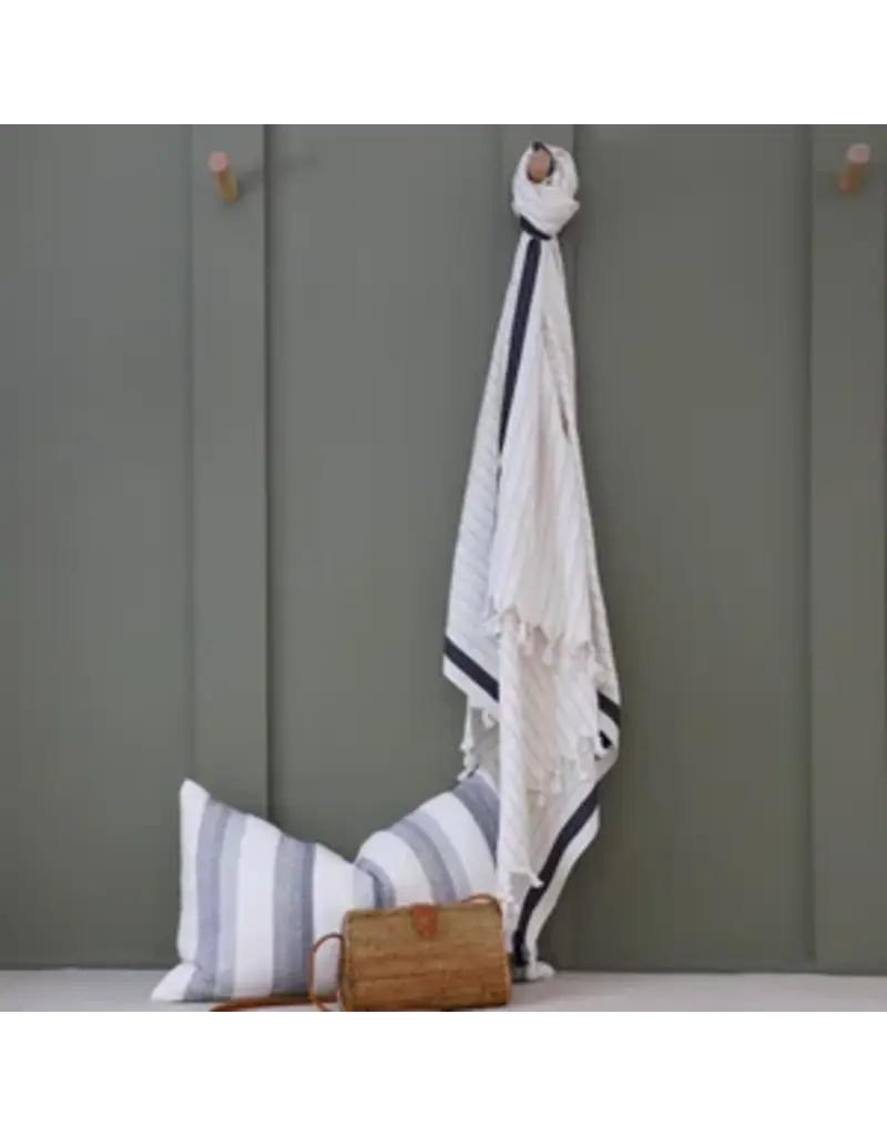 Pokoloko Kaya Turkish Cotton Towel by Pokoloko | Black and Taupe Stripe | Soft, Durable, Versatile
