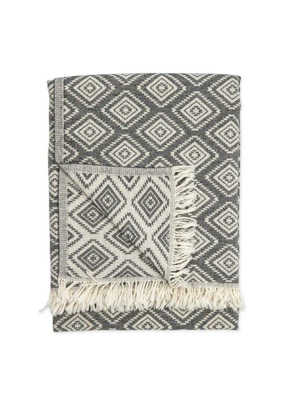 Pokoloko Pyramid Weave Turkish Towel by Pokoloko | Black | Jacquard, Soft, Versatile