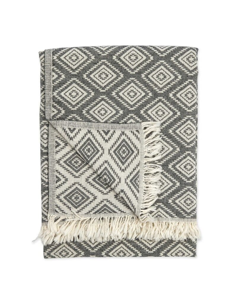 Pokoloko Pyramid Weave Turkish Towel by Pokoloko | Black | Jacquard, Soft, Versatile