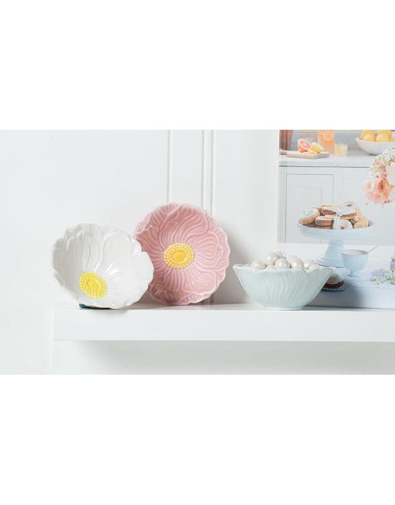 Abbott Collection Small Porcelain Flower Dish | White, Elegant Jewelry Holder, Tealight or Tabletop Decor