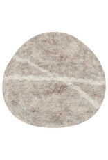 Danica Felted Wool Coaster Set of 4 | Flint Striato | Handmade, Pebble-Shaped, Artisanal Drink Coasters