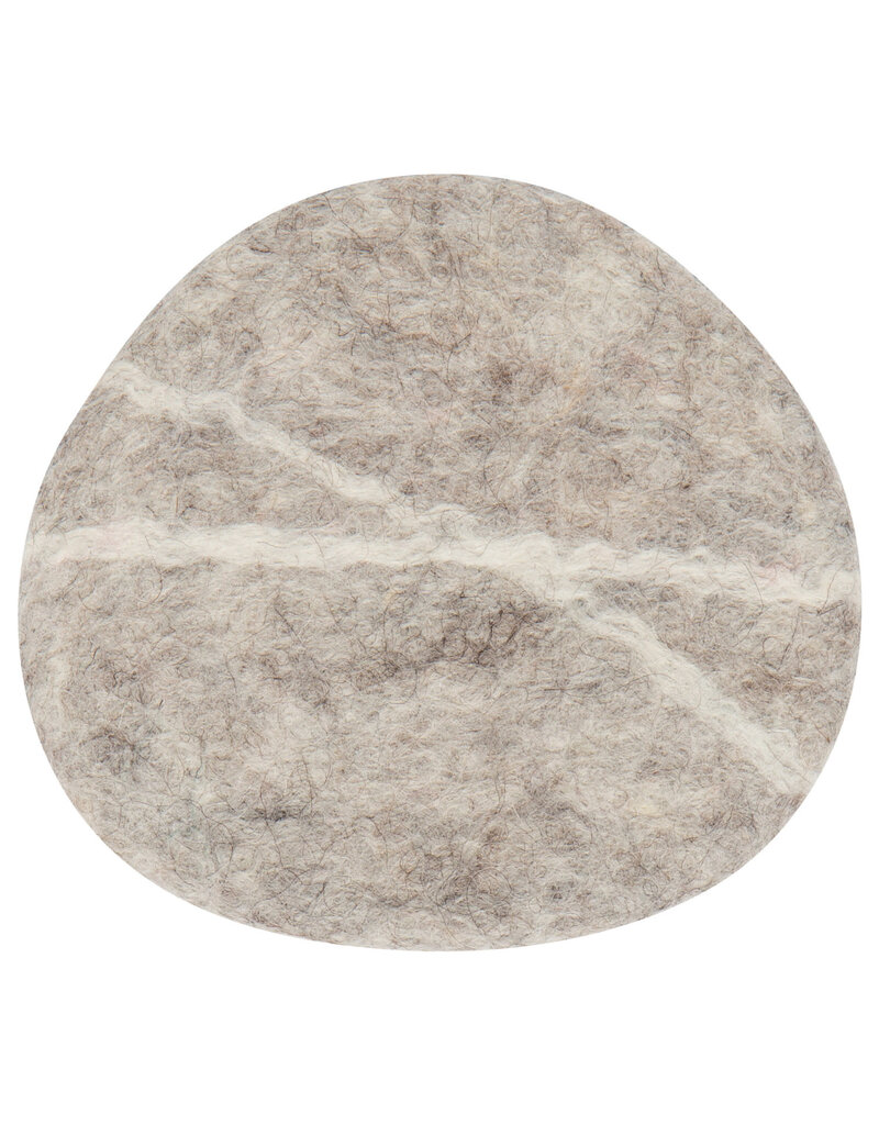 Danica Felted Wool Coaster Set of 4 | Flint Striato | Handmade, Pebble-Shaped, Artisanal Drink Coasters