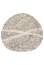 Danica Felted Wool Coaster Set of 4 | Flint Striato | Handmade, Pebble-Shaped, Artisanal Drink Coasters
