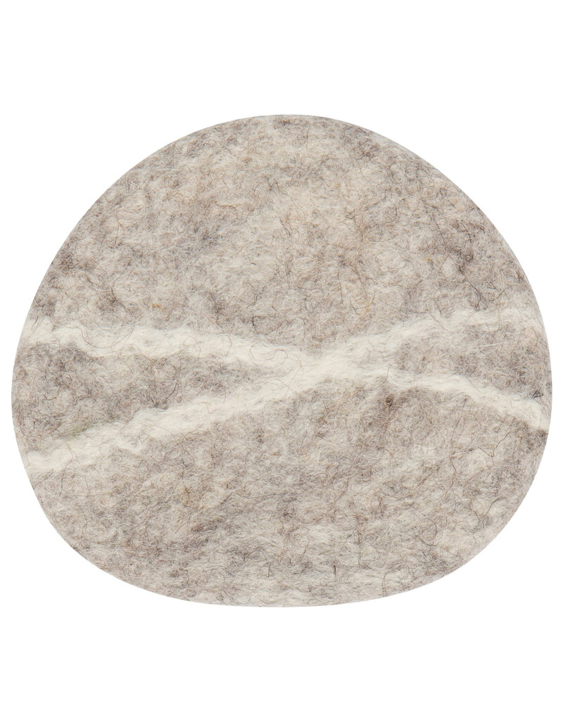 Danica Felted Wool Coaster Set of 4 | Flint Striato | Handmade, Pebble-Shaped, Artisanal Drink Coasters