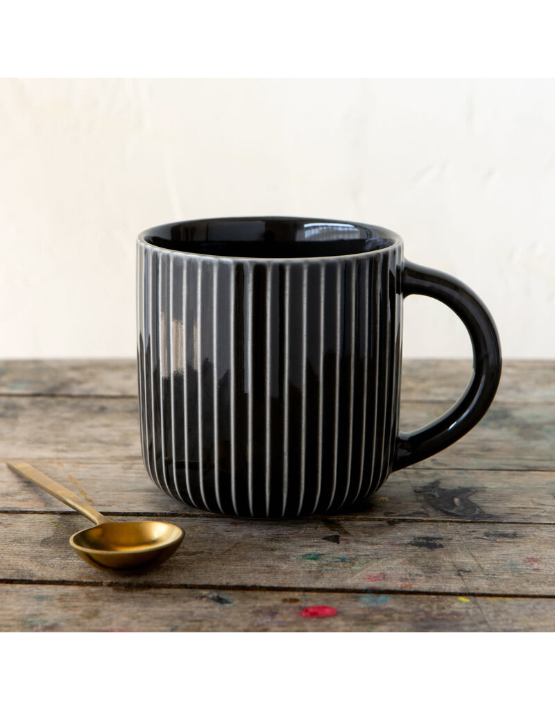 Danica 22oz Stoneware Fluted Mug – Forest Shadow | Large, Modern Green/Grey Mug