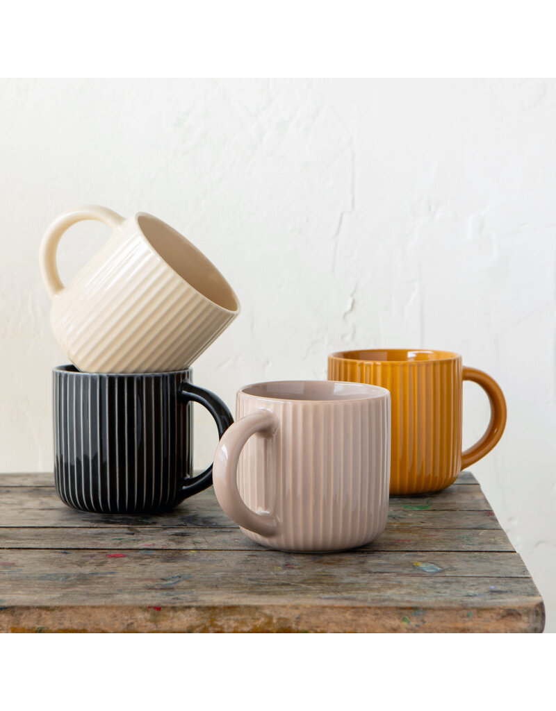 Danica 22oz Stoneware Fluted Mug – Forest Shadow | Large, Modern Green/Grey Mug