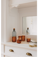 Danica Amber Channel Glass | 12oz Fluted Borosilicate Tumbler, Modern Two-Tone Drinkware