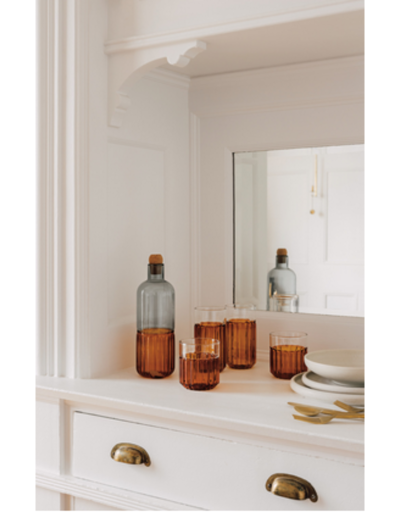 Danica Amber Channel Glass | 12oz Fluted Borosilicate Tumbler, Modern Two-Tone Drinkware