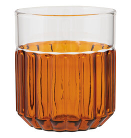 Danica Amber Channel Glass | 12oz Fluted Borosilicate Tumbler, Modern Two-Tone Drinkware