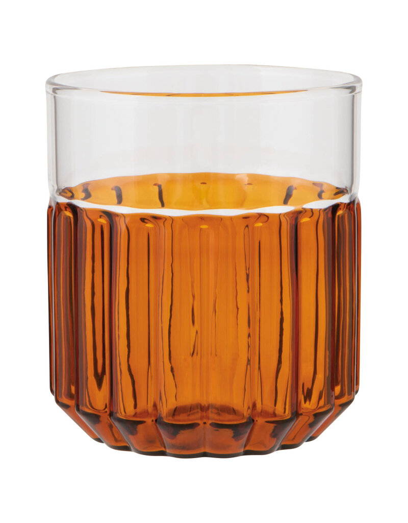 Danica Amber Channel Glass | 12oz Fluted Borosilicate Tumbler, Modern Two-Tone Drinkware