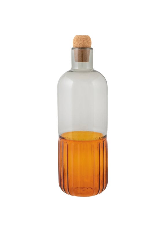 Danica Channel Carafe 32oz – Smoke/Amber Glass | Fluted, Two-Tone, Modern Drinkware