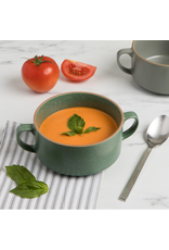 Danica Stoneware Soup Bowl | Elm Green, 20oz | Handled, Stackable, Oven & Microwave Safe