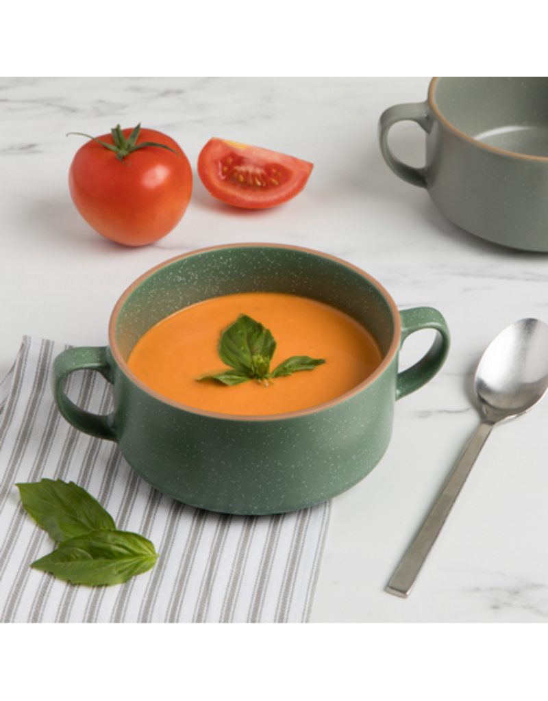 Danica Stoneware Soup Bowl | Elm Green, 20oz | Handled, Stackable, Oven & Microwave Safe