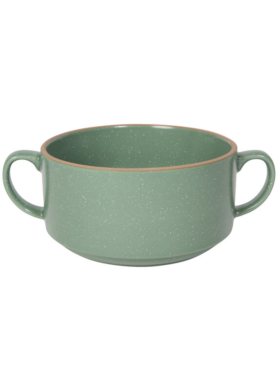 Danica Stoneware Soup Bowl | Elm Green, 20oz | Handled, Stackable, Oven & Microwave Safe