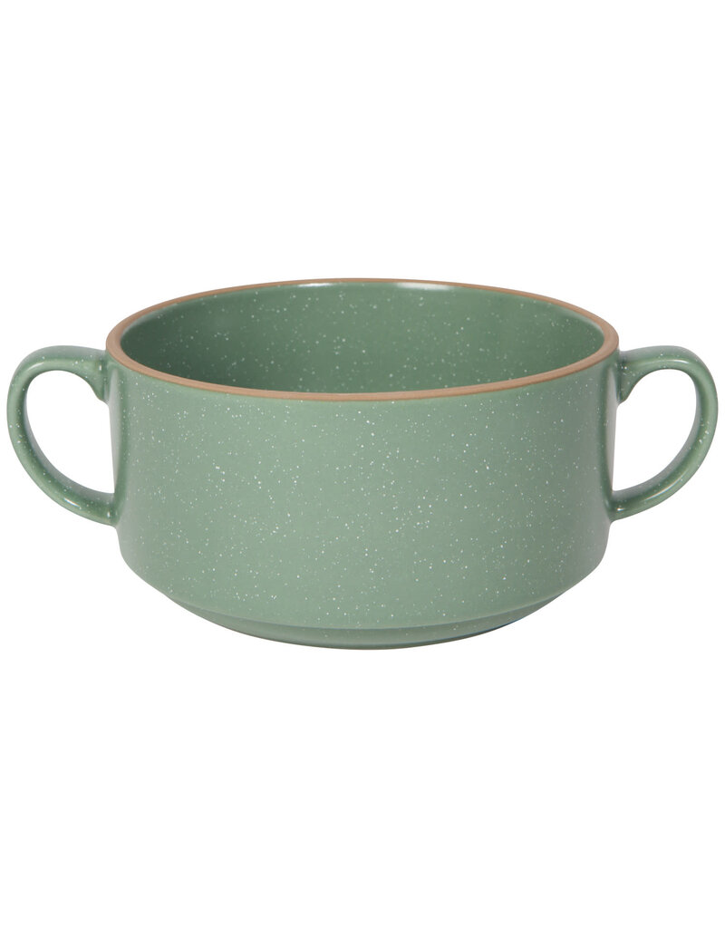 Danica Stoneware Soup Bowl | Elm Green, 20oz | Handled, Stackable, Oven & Microwave Safe