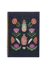 Danica Amulet Embroidered Notebook | Ring-Bound, Hand Screen Printed, Linen & Cotton Cover