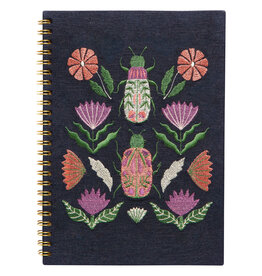 Danica Amulet Embroidered Notebook | Ring-Bound, Hand Screen Printed, Linen & Cotton Cover