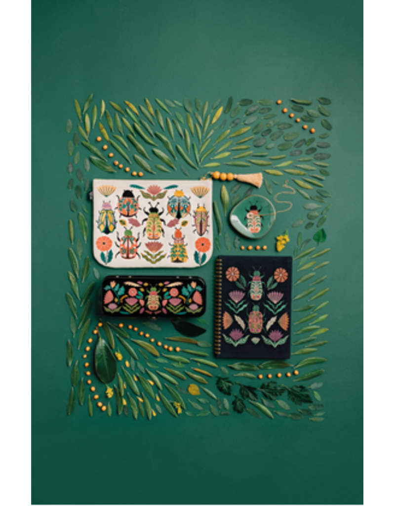 Danica Amulet Embroidered Notebook | Ring-Bound, Hand Screen Printed, Linen & Cotton Cover