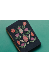 Danica Amulet Embroidered Notebook | Ring-Bound, Hand Screen Printed, Linen & Cotton Cover
