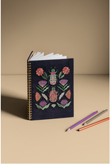 Danica Amulet Embroidered Notebook | Ring-Bound, Hand Screen Printed, Linen & Cotton Cover
