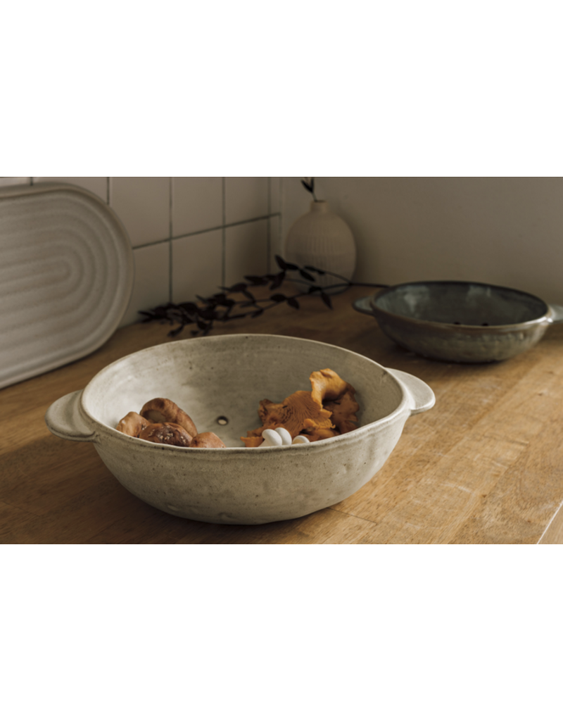 Danica Ivory Stoneware Fruit Bowl | 9" Ceramic Kitchen Colander, Prep & Serve
