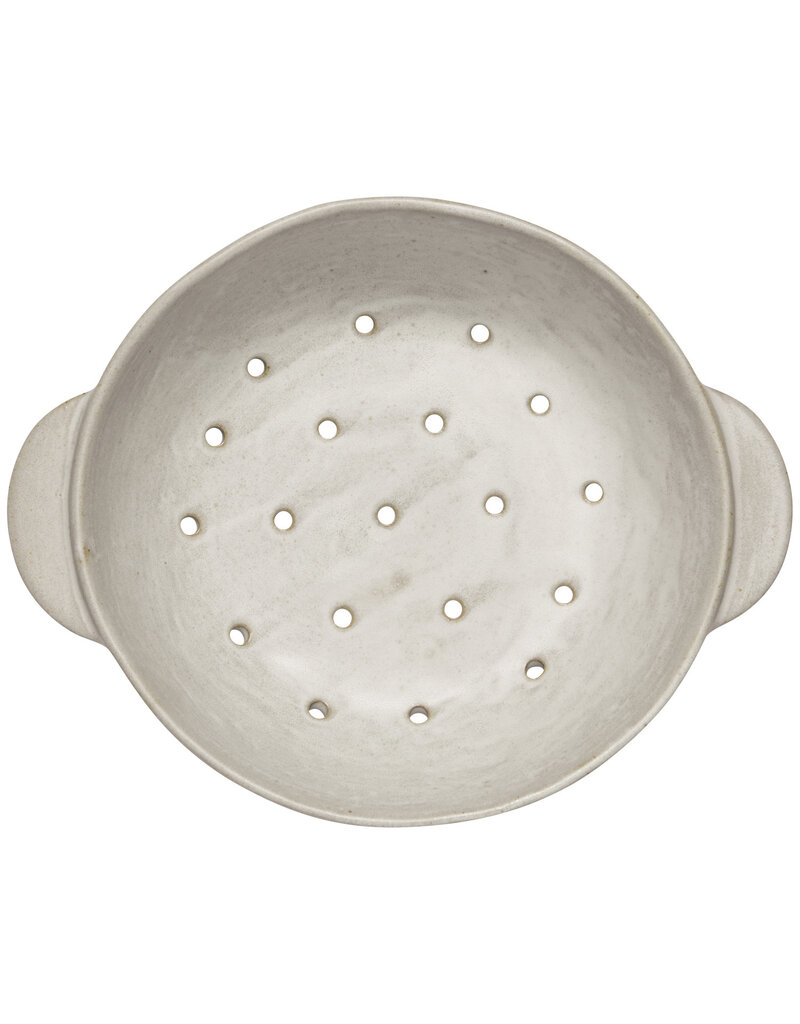 Danica Ivory Stoneware Fruit Bowl | 9" Ceramic Kitchen Colander, Prep & Serve