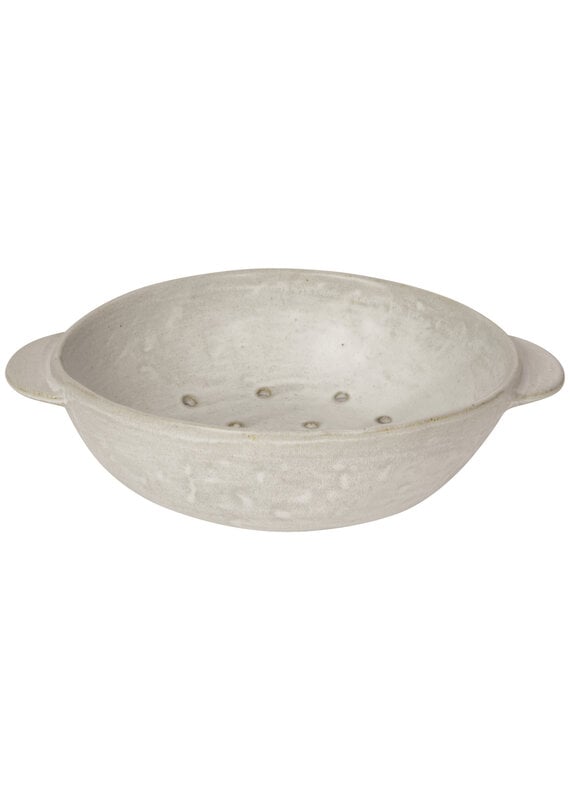 Danica Ivory Stoneware Fruit Bowl | 9" Ceramic Kitchen Colander, Prep & Serve