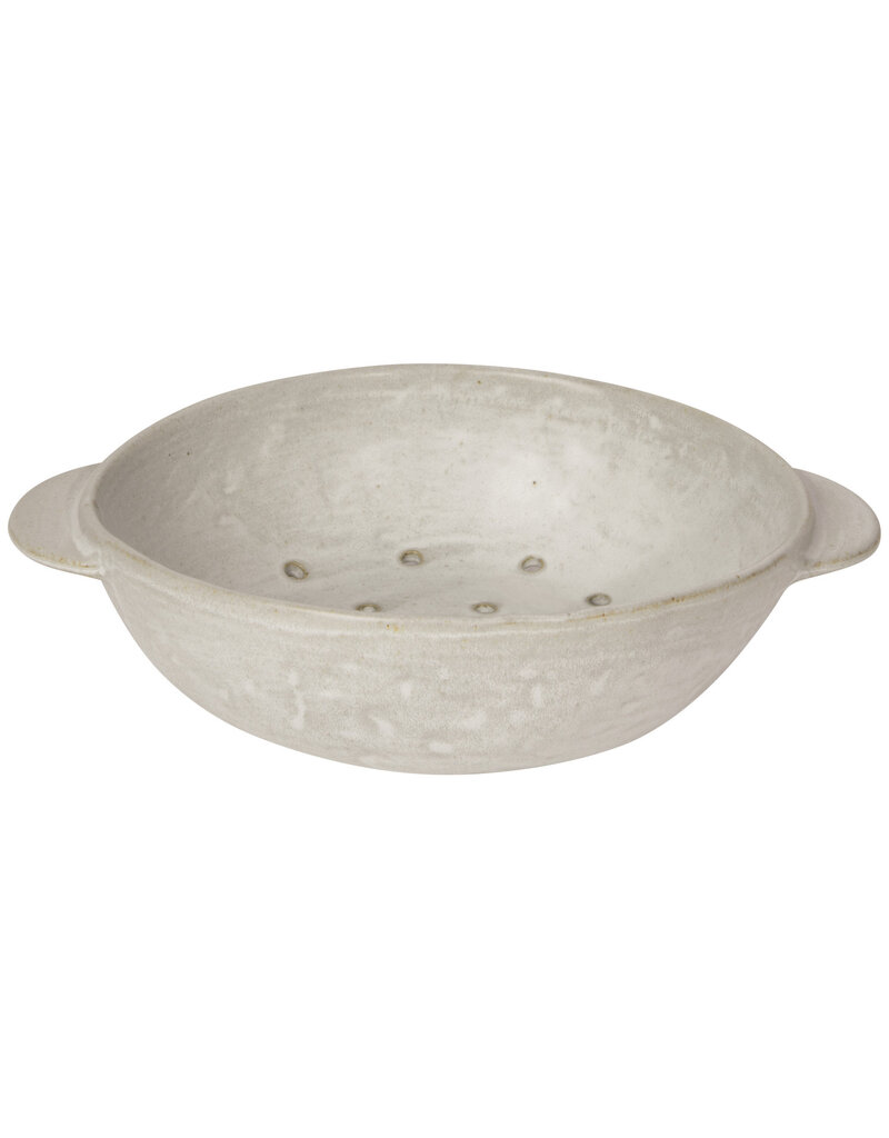 Danica Ivory Stoneware Fruit Bowl | 9" Ceramic Kitchen Colander, Prep & Serve