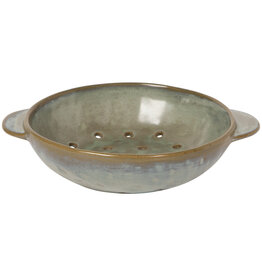 Danica Grey Stoneware Fruit Bowl | 7" Ceramic Kitchen Colander, Prep & Serve