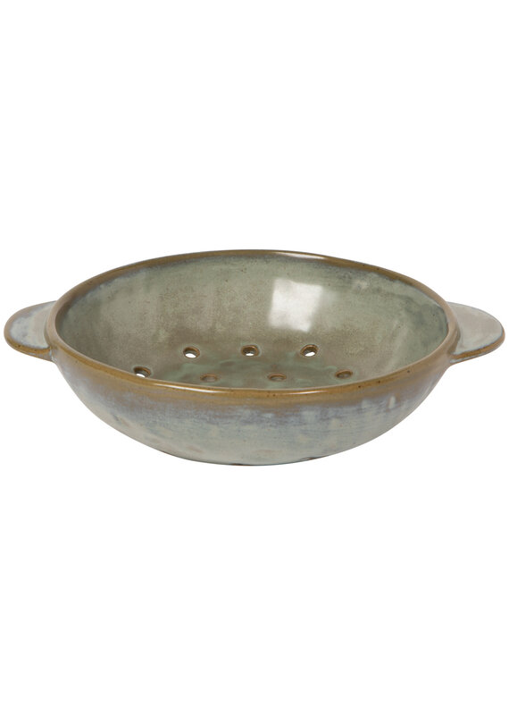 Danica Grey Stoneware Fruit Bowl | 7" Ceramic Kitchen Colander, Prep & Serve