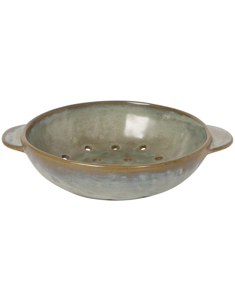 Danica Grey Stoneware Fruit Bowl | 7" Ceramic Kitchen Colander, Prep & Serve