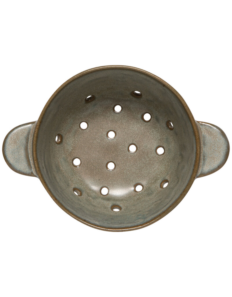 Danica Grey Stoneware Fruit Bowl | 7" Ceramic Kitchen Colander, Prep & Serve