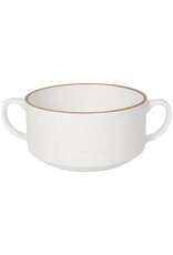 Danica Stoneware Soup Bowl | Speckled White, 20oz | Handled, Stackable, Oven & Microwave Safe