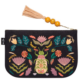 Danica Amulet Small Zipper Pouch | Embroidered Scarab
