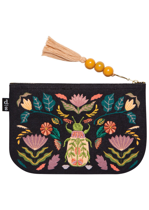 Danica Amulet Small Zipper Pouch | Embroidered Scarab