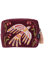 Danica Plume Embroidered Pouch | Cotton Velvet, Tassels & Beading, Elegant Trinket Bag