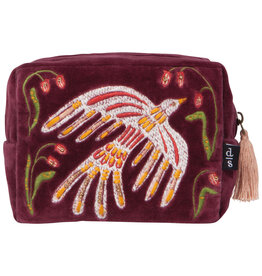 Danica Plume Embroidered Pouch | Cotton Velvet, Tassels & Beading, Elegant Trinket Bag