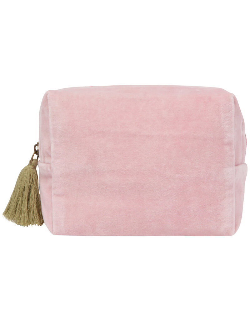 Danica Gardenland Embroidered Pouch | Snail Motif, Cotton Velvet, Tassels & Beading