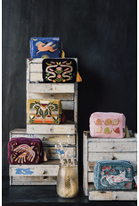 Danica Gardenland Embroidered Pouch | Snail Motif, Cotton Velvet, Tassels & Beading