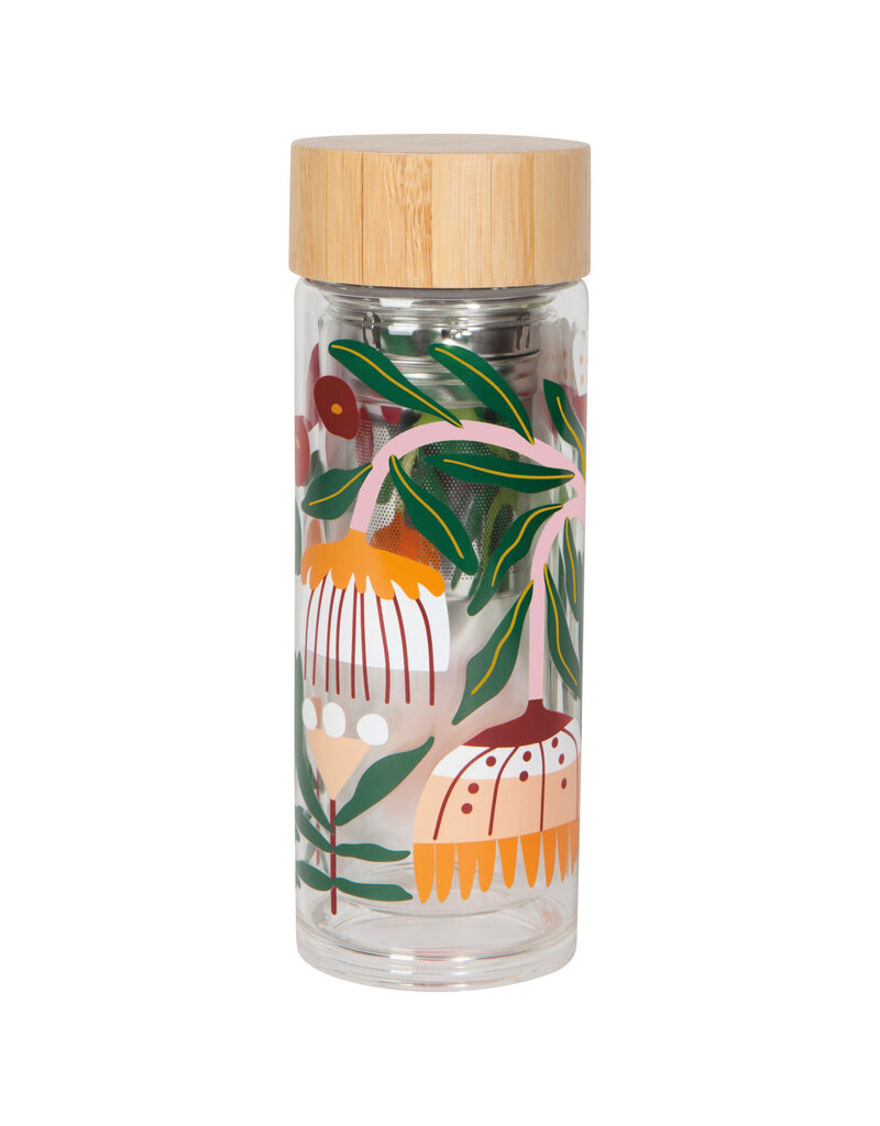 Danica Venus Glass Tea Infuser Bottle | 12oz Double Wall, Bamboo Lid, Danica Studio Design