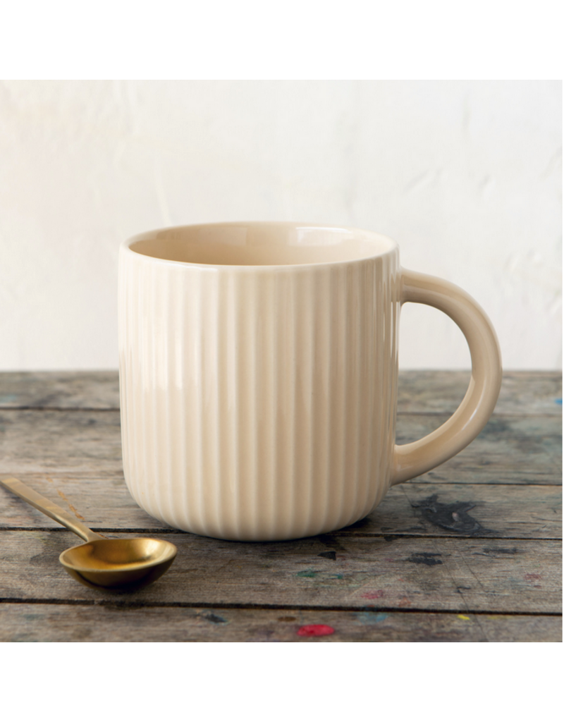 Danica 22oz Stoneware Fluted Mug by Danica | Ecru, Large Modern Coffee Mug