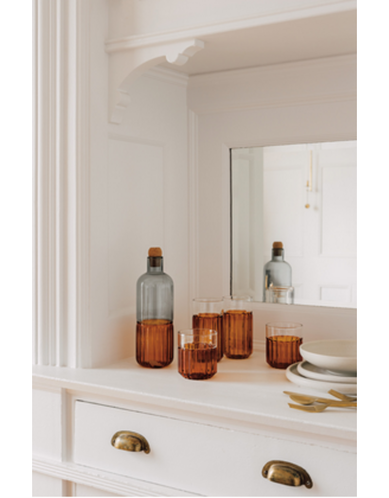 Danica  Amber Channel Glass | 14oz Fluted Borosilicate Tumbler, Modern Two-Tone Drinkware