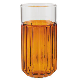 Danica Amber Channel Glass | 14oz Fluted Borosilicate Tumbler, Modern Two-Tone Drinkware