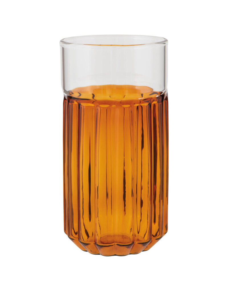 Danica  Amber Channel Glass | 14oz Fluted Borosilicate Tumbler, Modern Two-Tone Drinkware