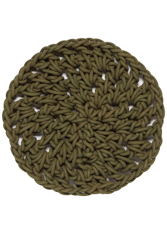 Danica Olive Knotted Trivet – Handmade Cotton Hot Pad