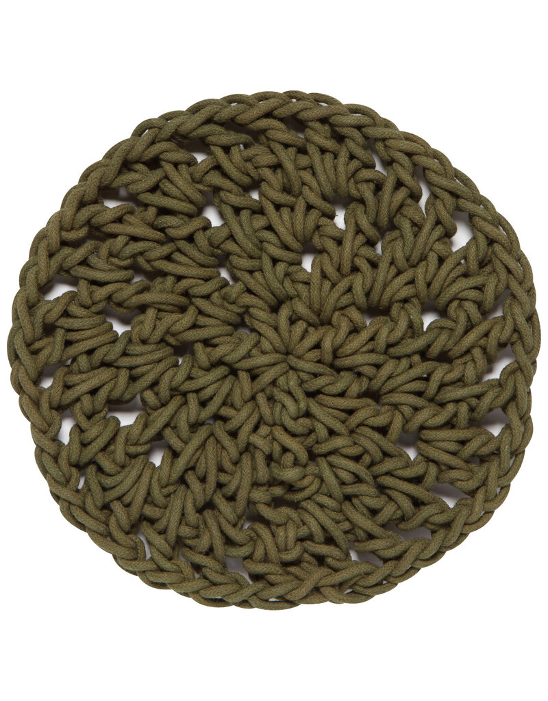 Danica Olive Knotted Trivet – Handmade Cotton Hot Pad